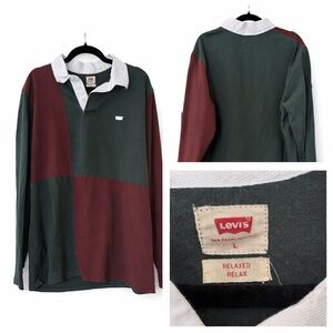 🔥Vintage Levi's Green and Maroon Rugby Shirt